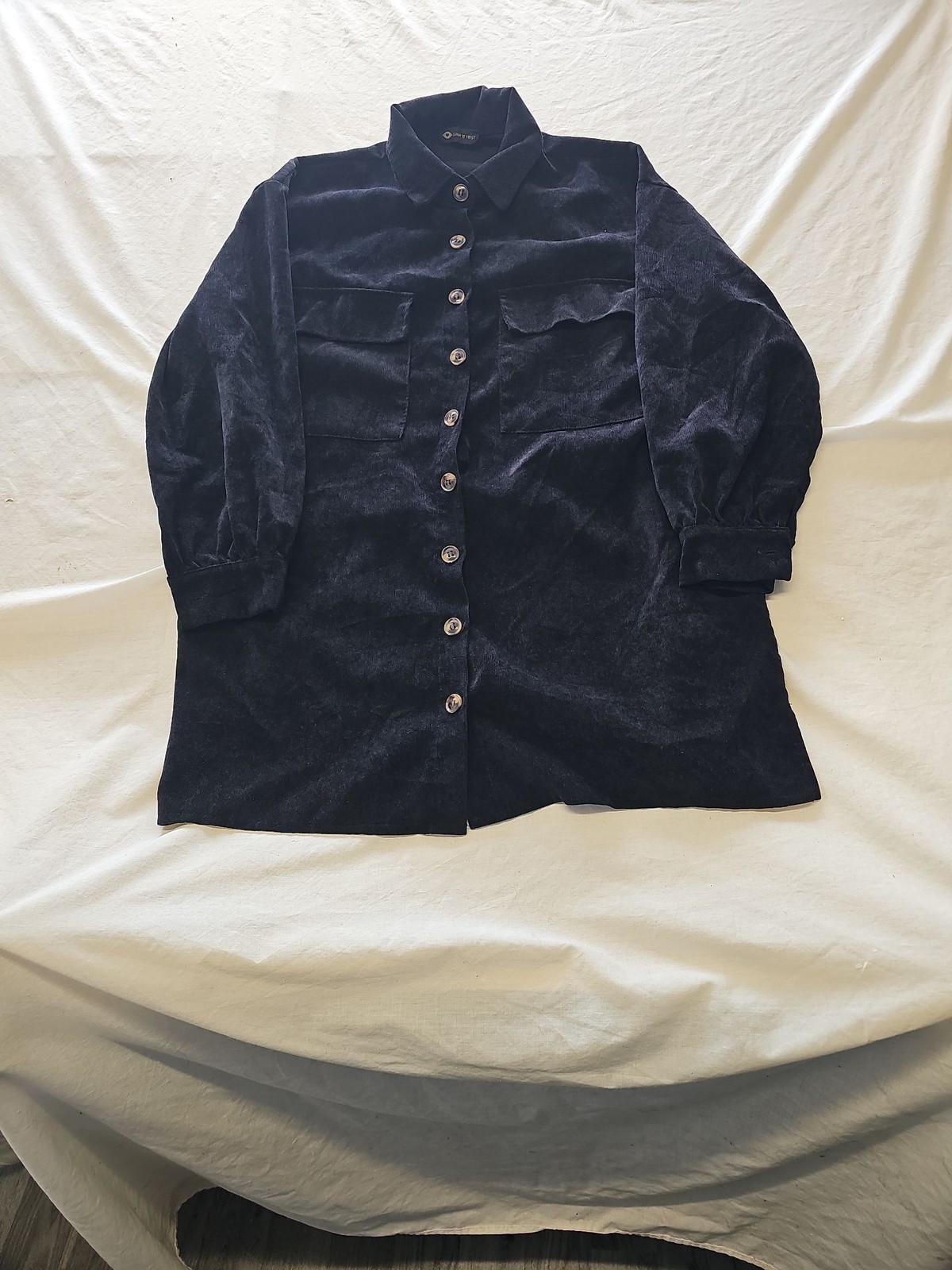 I Saw It First Black Corduroy Oversized Shirt Dress 407