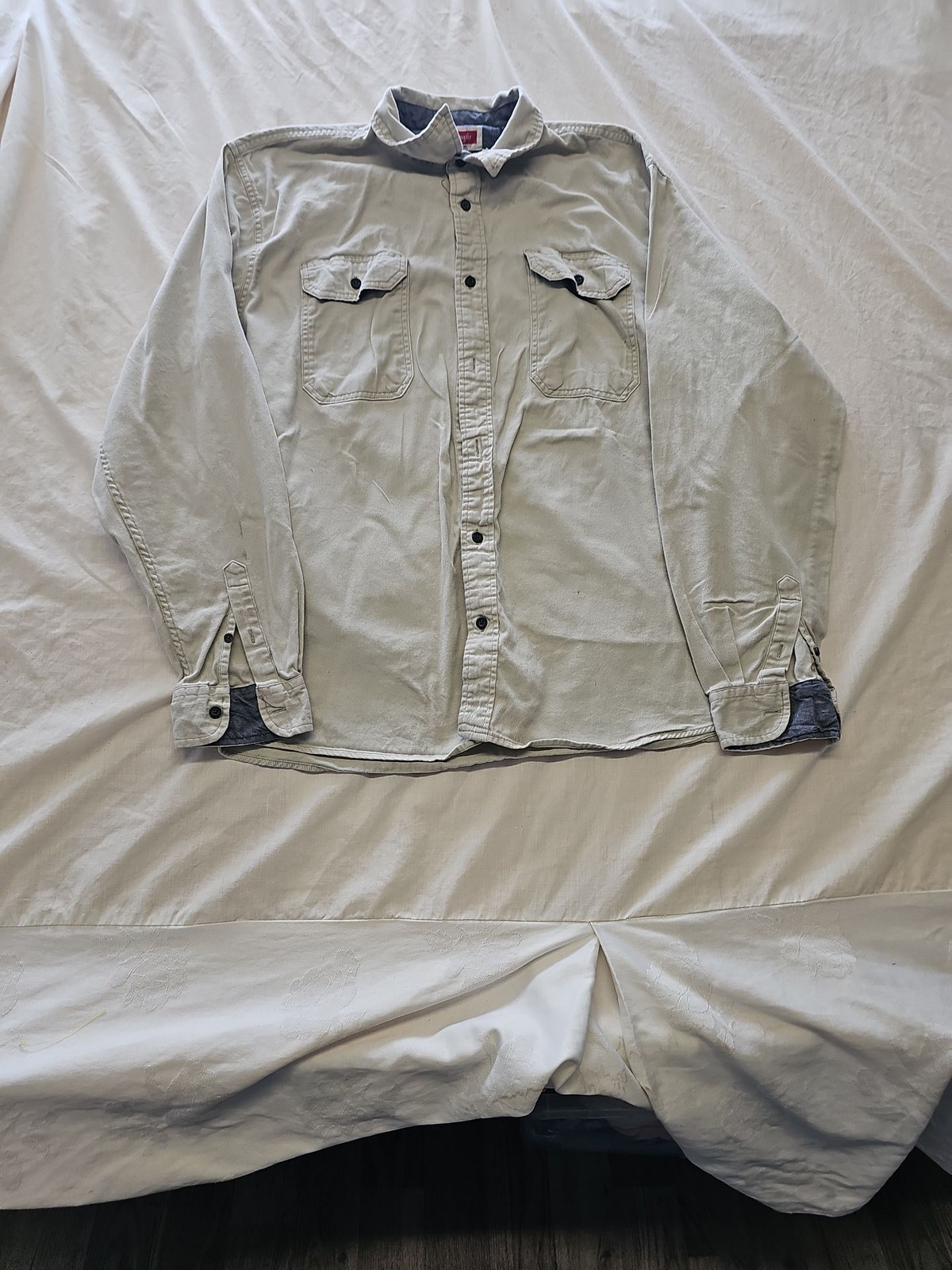 Wrangler Flex for Comfort Long Sleeve Work Shirt in Stone Grey RR1078