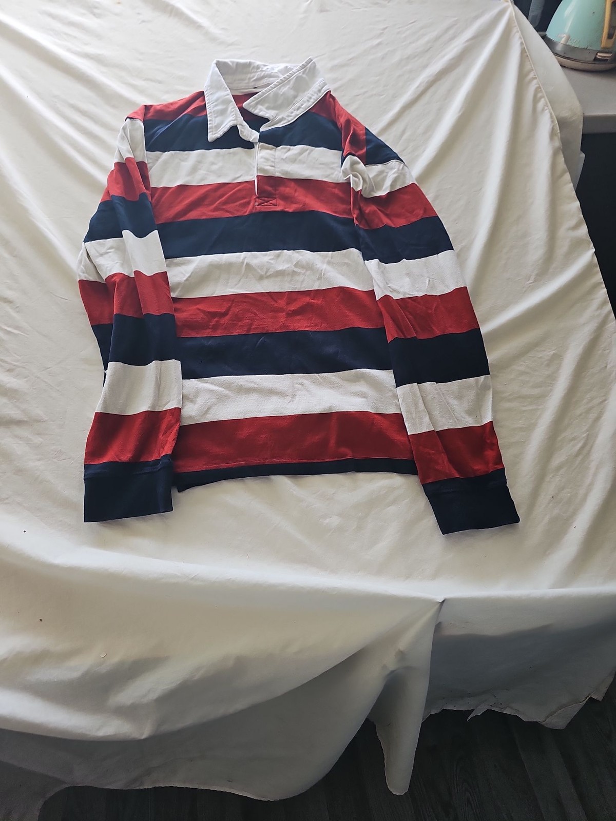 Vintage Striped Long Sleeve Rugby Shirt Red White and Blue 310
