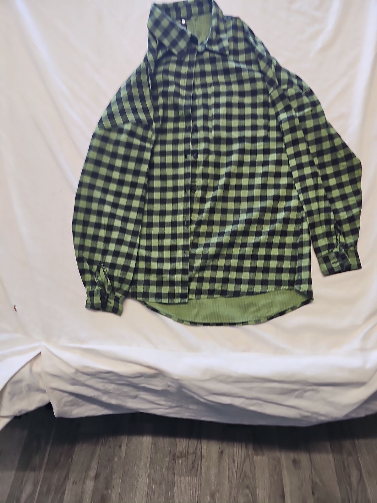 Influence Green and Black Buffalo Check Button Down Shirt uk8 OO1023
