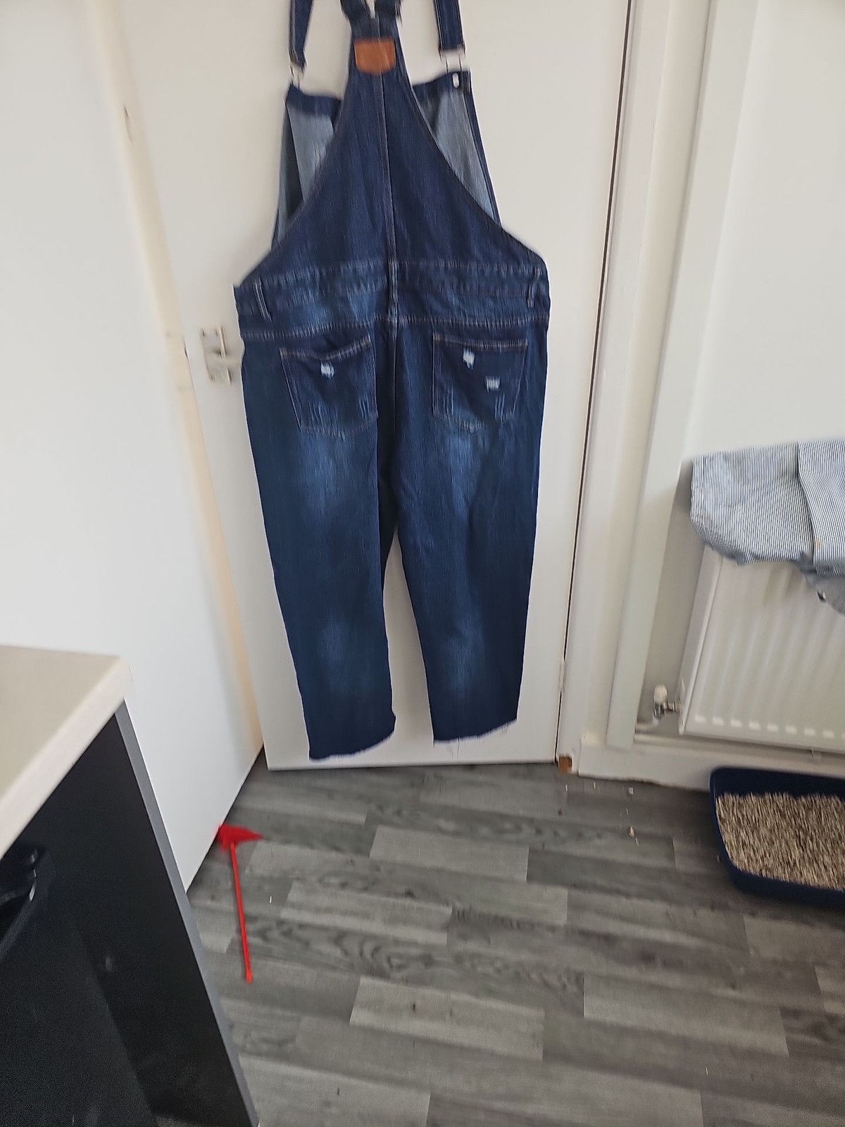 Distressed Dark Wash Denim Overalls with Raw Hem 251