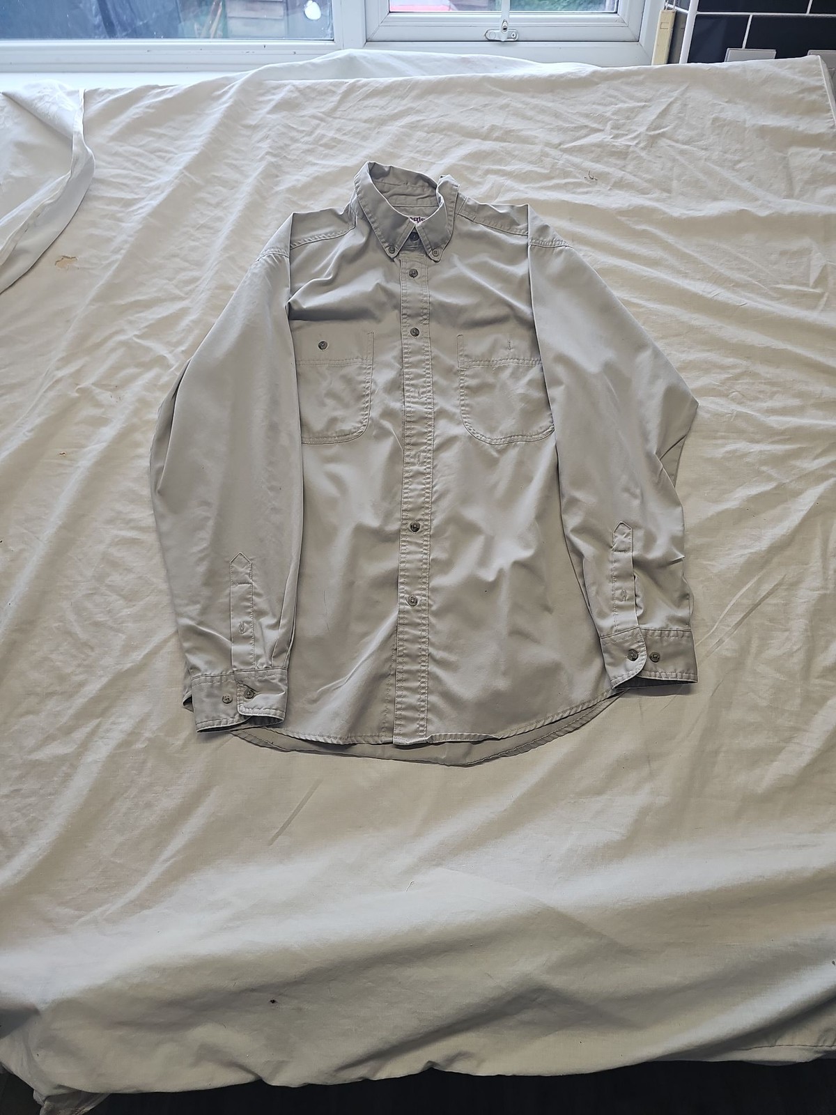 Wrangler Rugged Wear Khaki Button-Down Work Shirt - Large RR1065