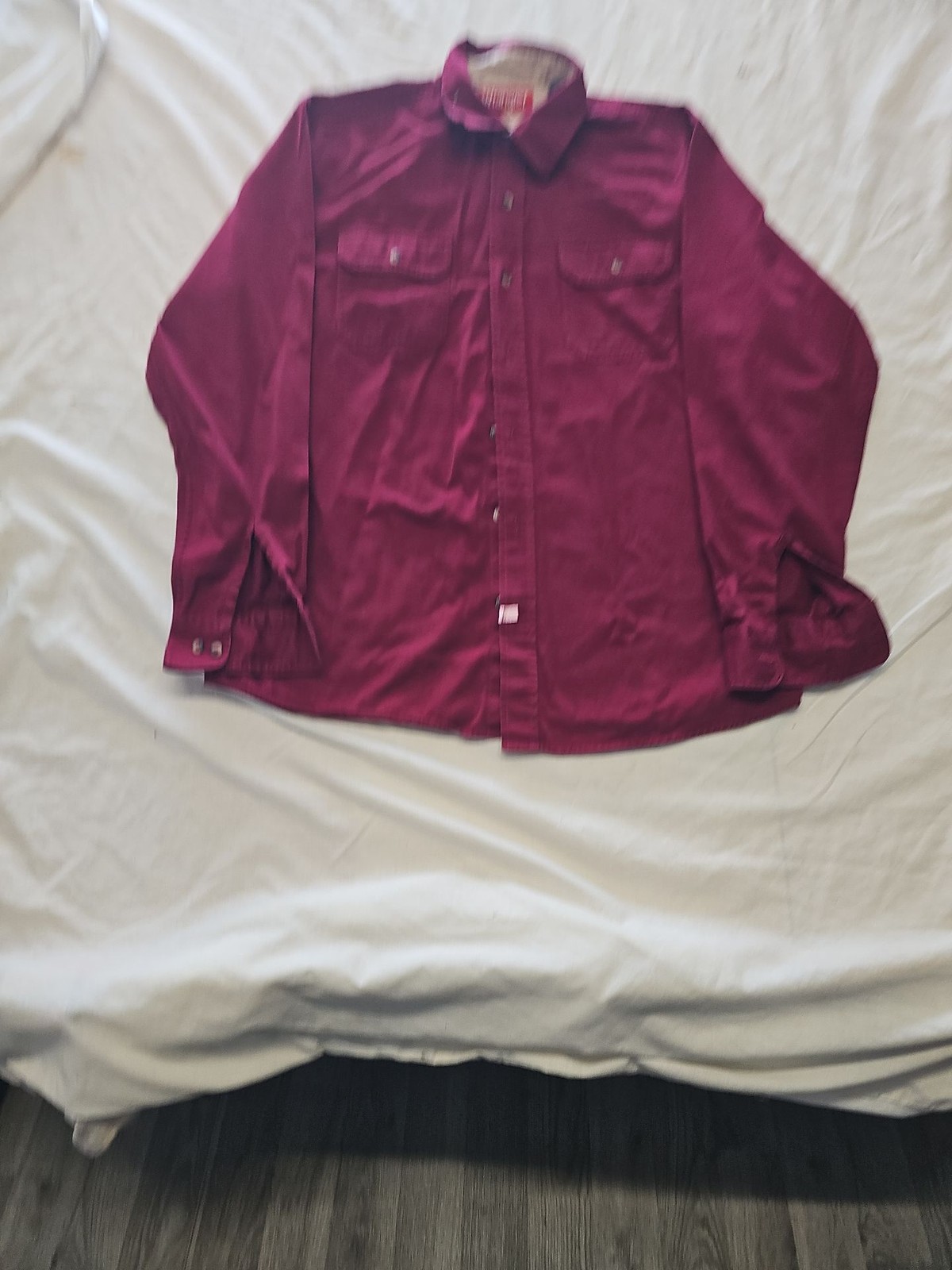 Vintage Wrangler Men's Maroon Twill Work Shirt - Size Large RR1072