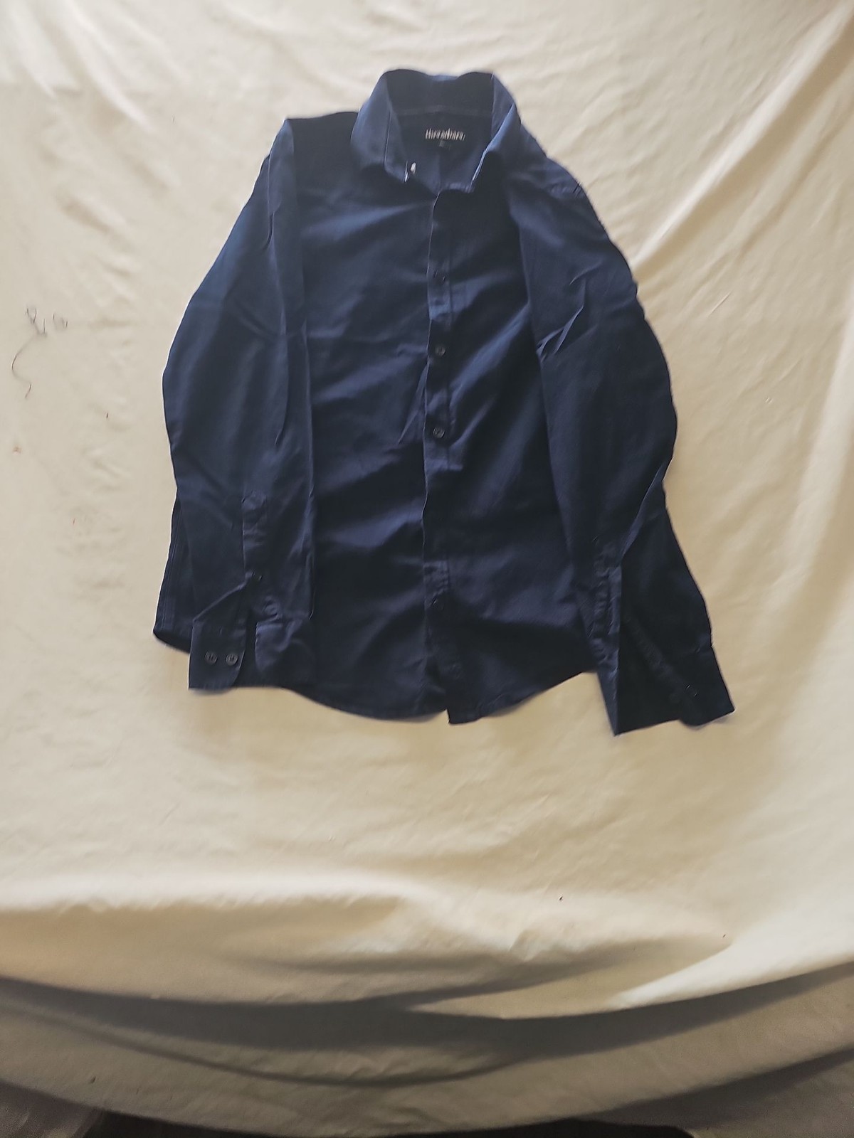Threadbare Men's Navy Blue Linen Blend Long Sleeve Shirt 375