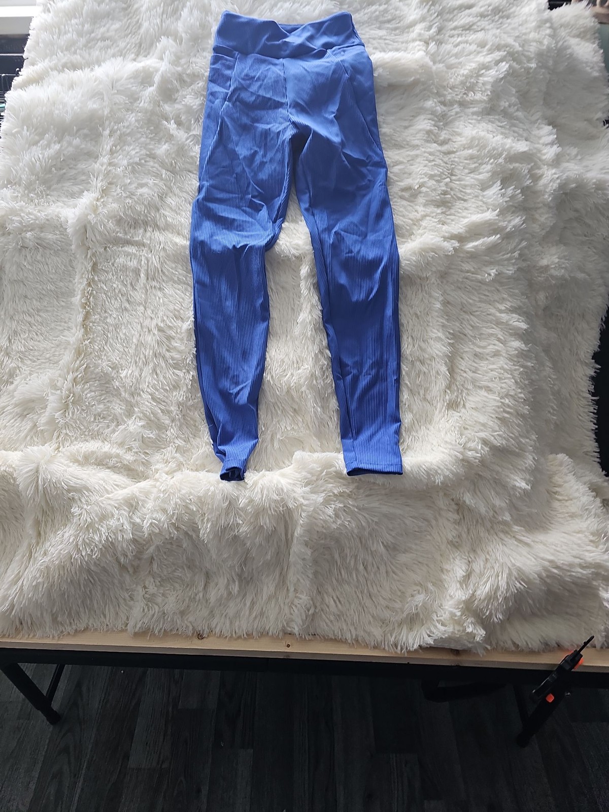 South Beach Ribbed Activewear Leggings in Cobalt Blue