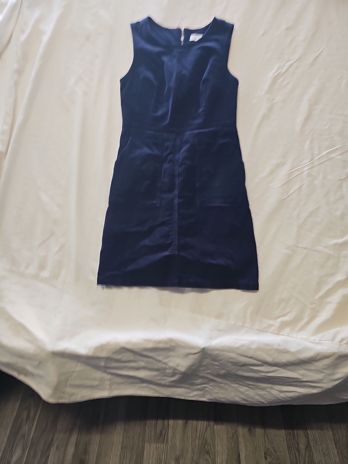 Warehouse Navy Blue Corduroy Sleeveless Shift Dress - Size 8 QQ1057