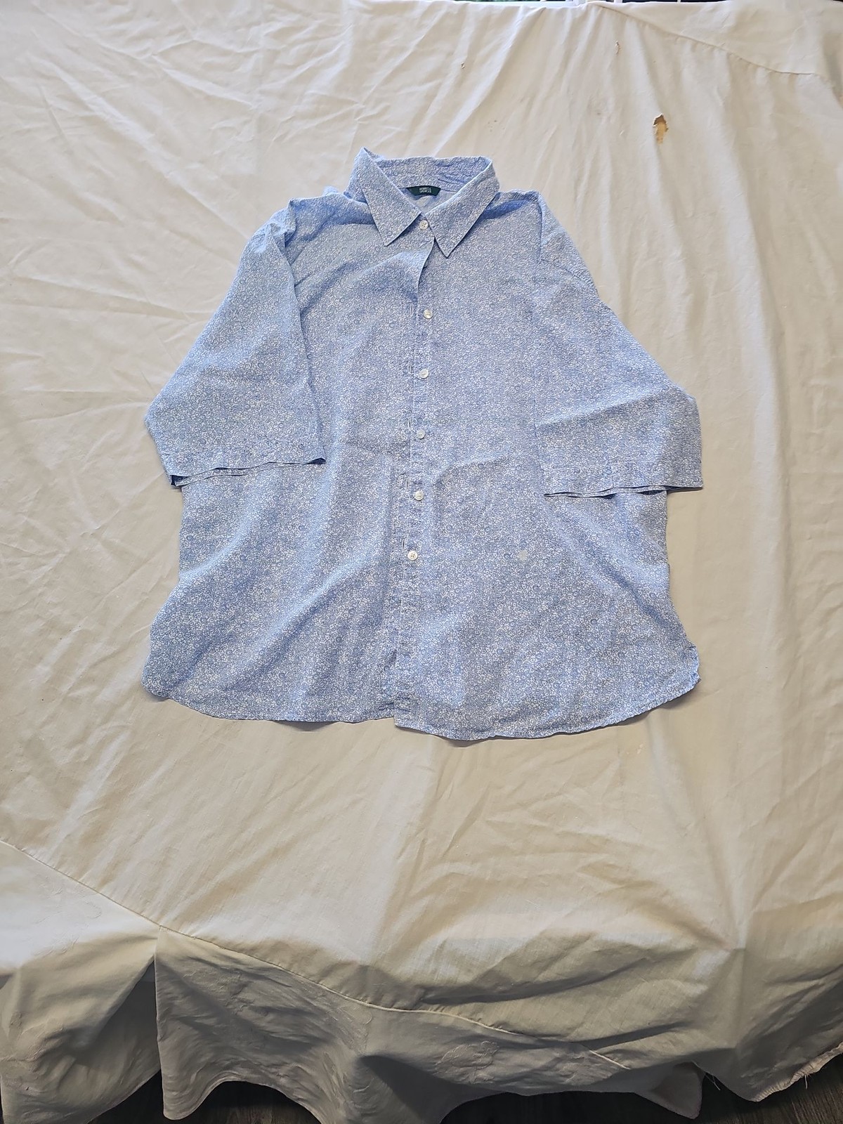 Marks & Spencer Blue Floral Print Button-Down Shirt UK22 II182