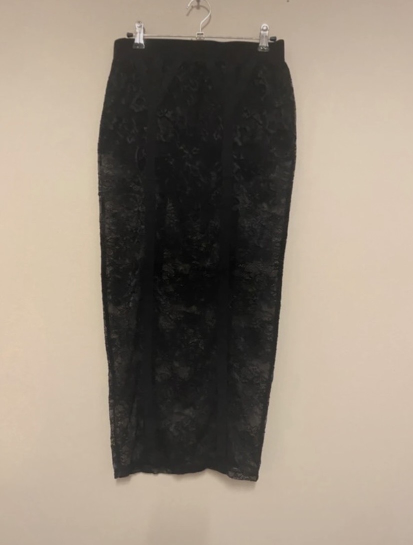 River island black lacy pencil skirt size 6