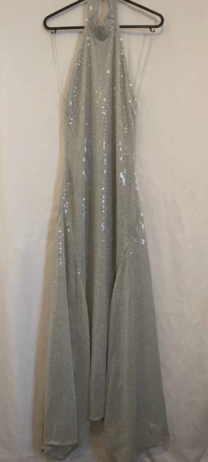 Bershka silver sparkly halter neck maxi dress