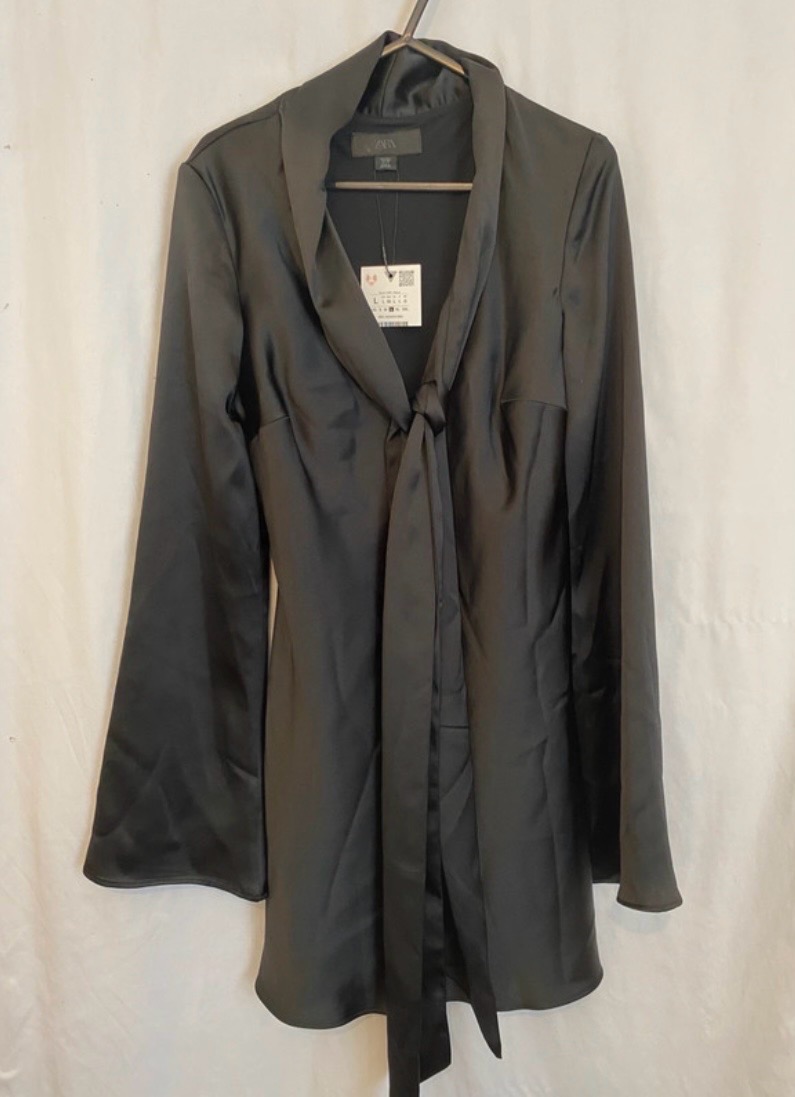 Zara black satin dress size 12