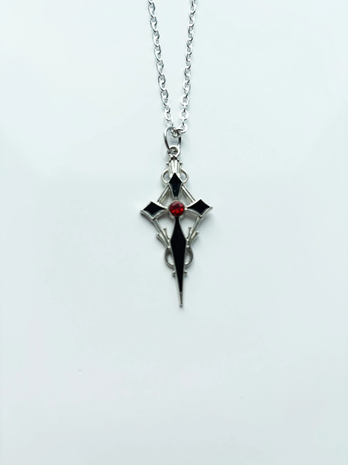 Black Cross silver necklace & pendent | Goth Emo Alt Rock Punk