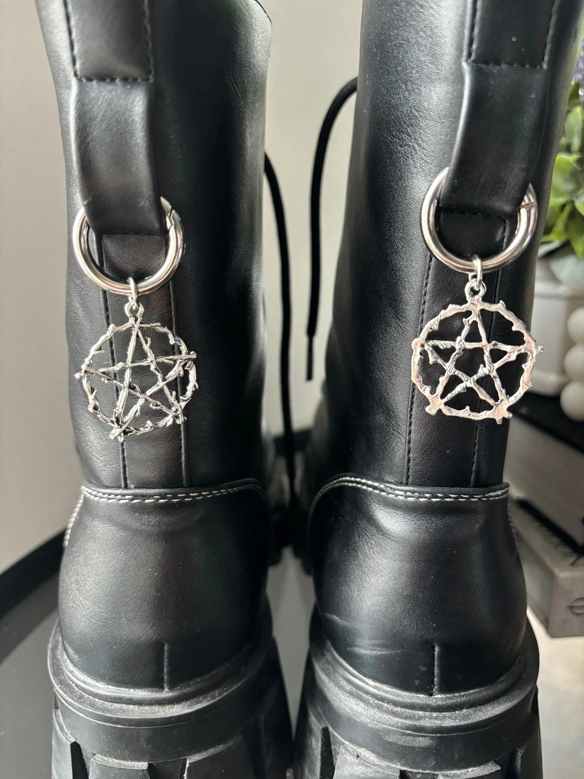 Star Pentagram Boot Charms Strap Docs | Emo Goth Tattoo Rocker Punk