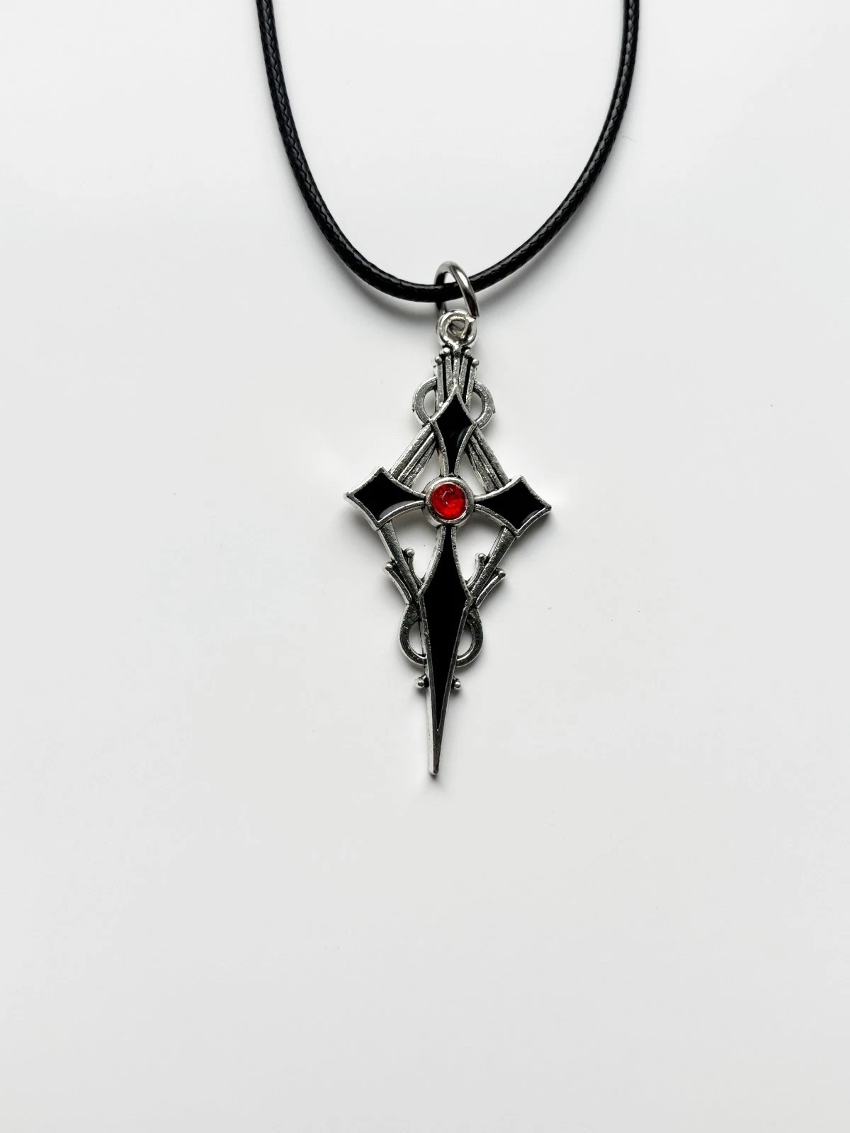 Black Cross Cord Rope Choker Necklace & Pendent | emo goth cool Bring me Horizon
