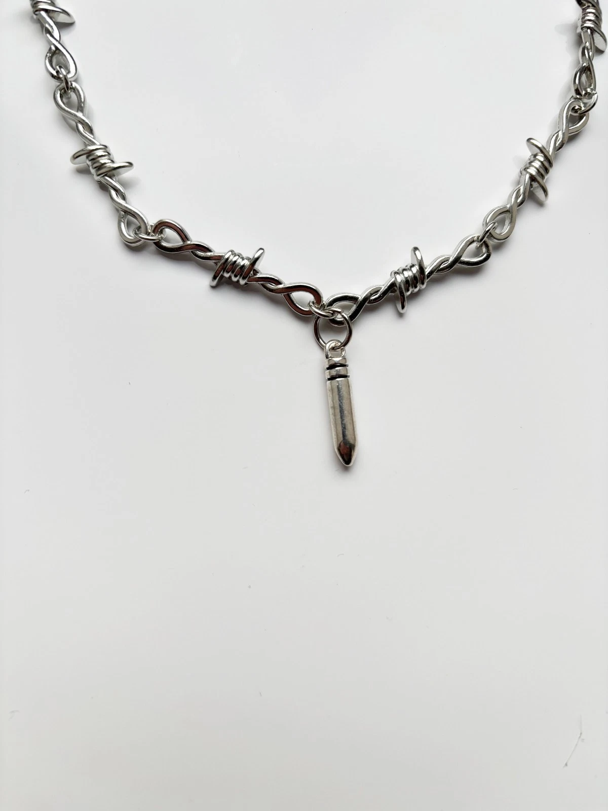 Barbed Wire Bullet Necklace | Cool Alt Fashion Y2k 90s
