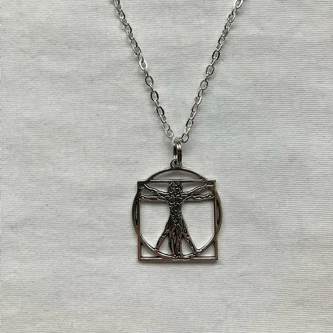 Da Vinci Vitruvian Man silver necklace & pendent | Roman Architect History