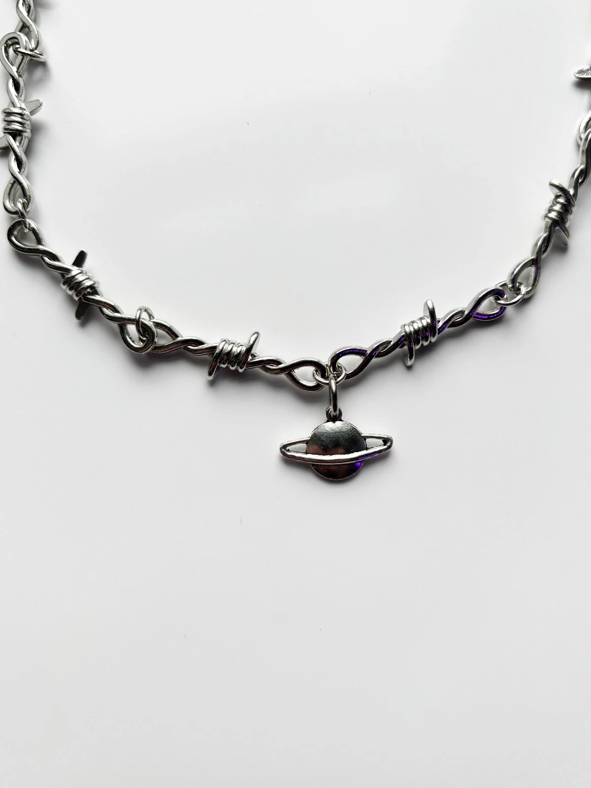 Barbed Wire Saturn Necklace | Space Planets Astrology Star Signs