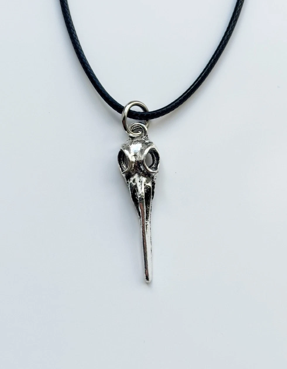 Raven Skull Cord Rope Choker Necklace & Pendent | Goth Emo Alt Tattoo Y2k Punk