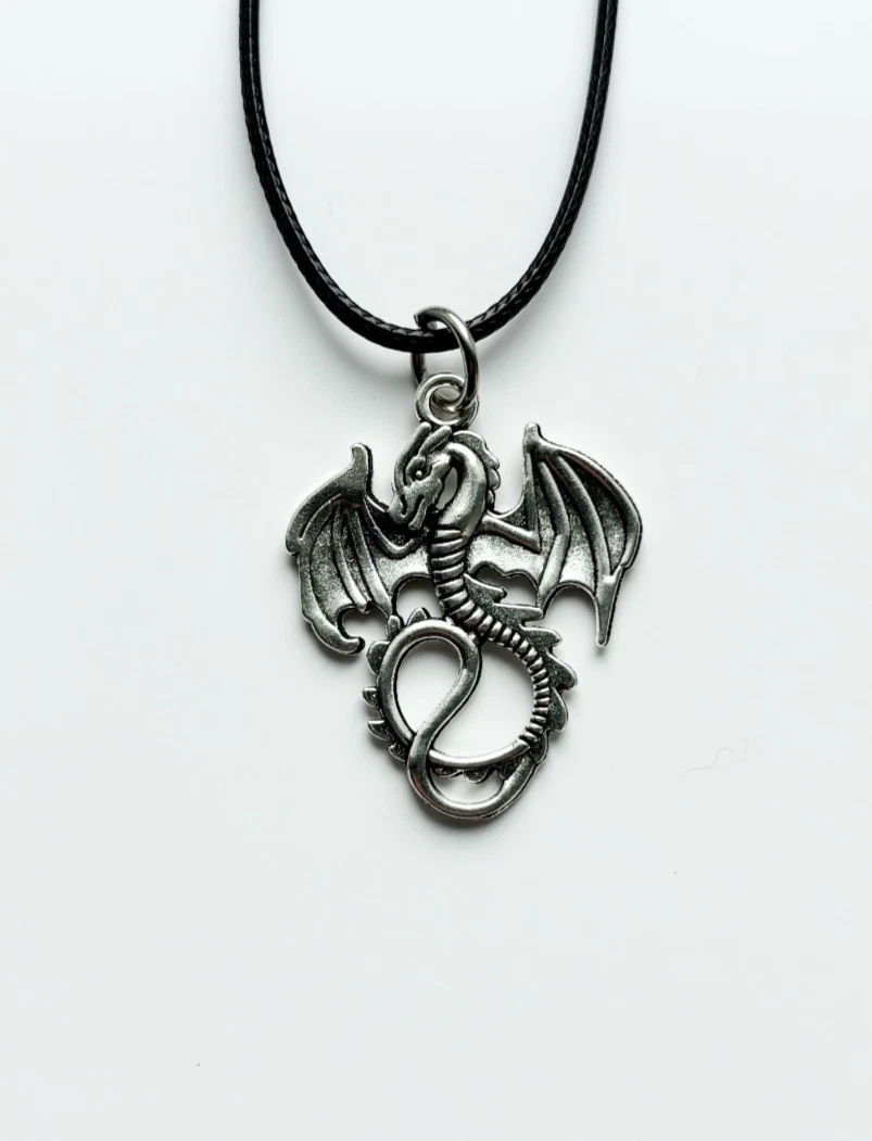 Dragon Cord Rope Choker Necklace & Pendent | Fantasy Adventure History Medieval