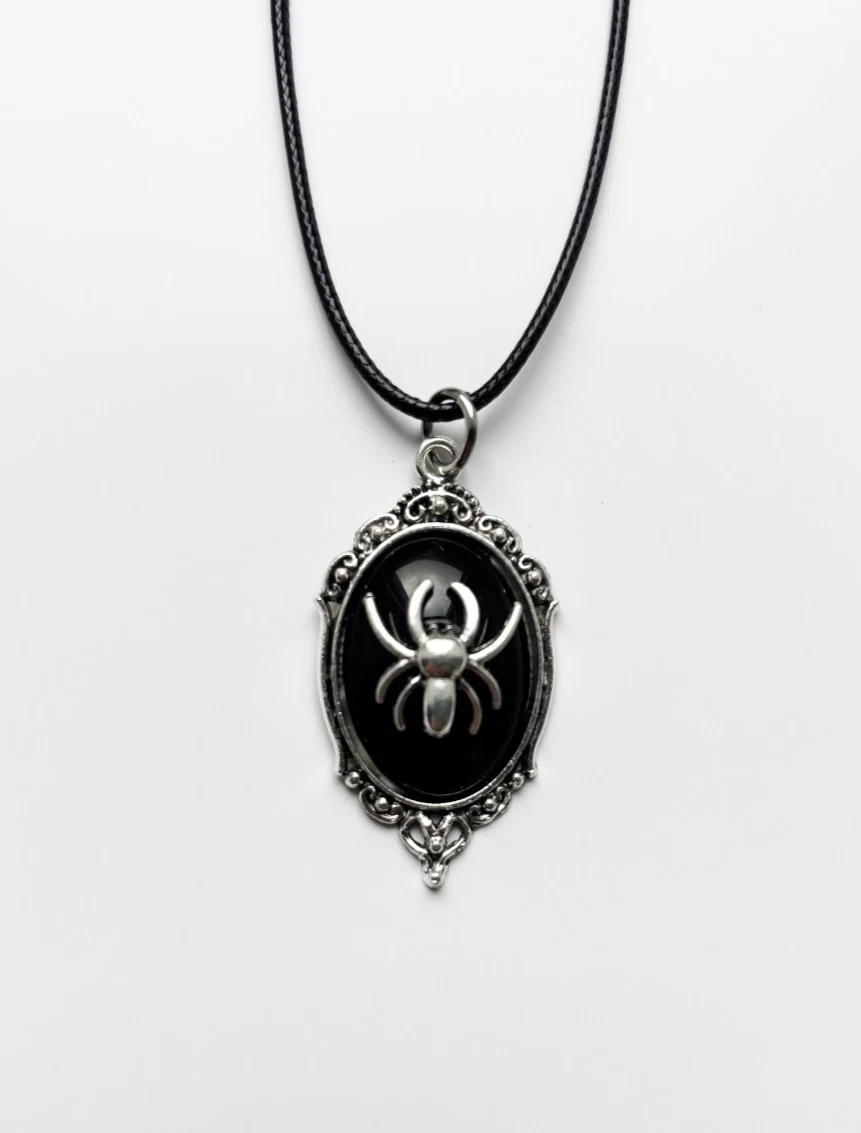 3d Spider Baroque Cord Rope Choker Necklace & Pendent | emo goth cool