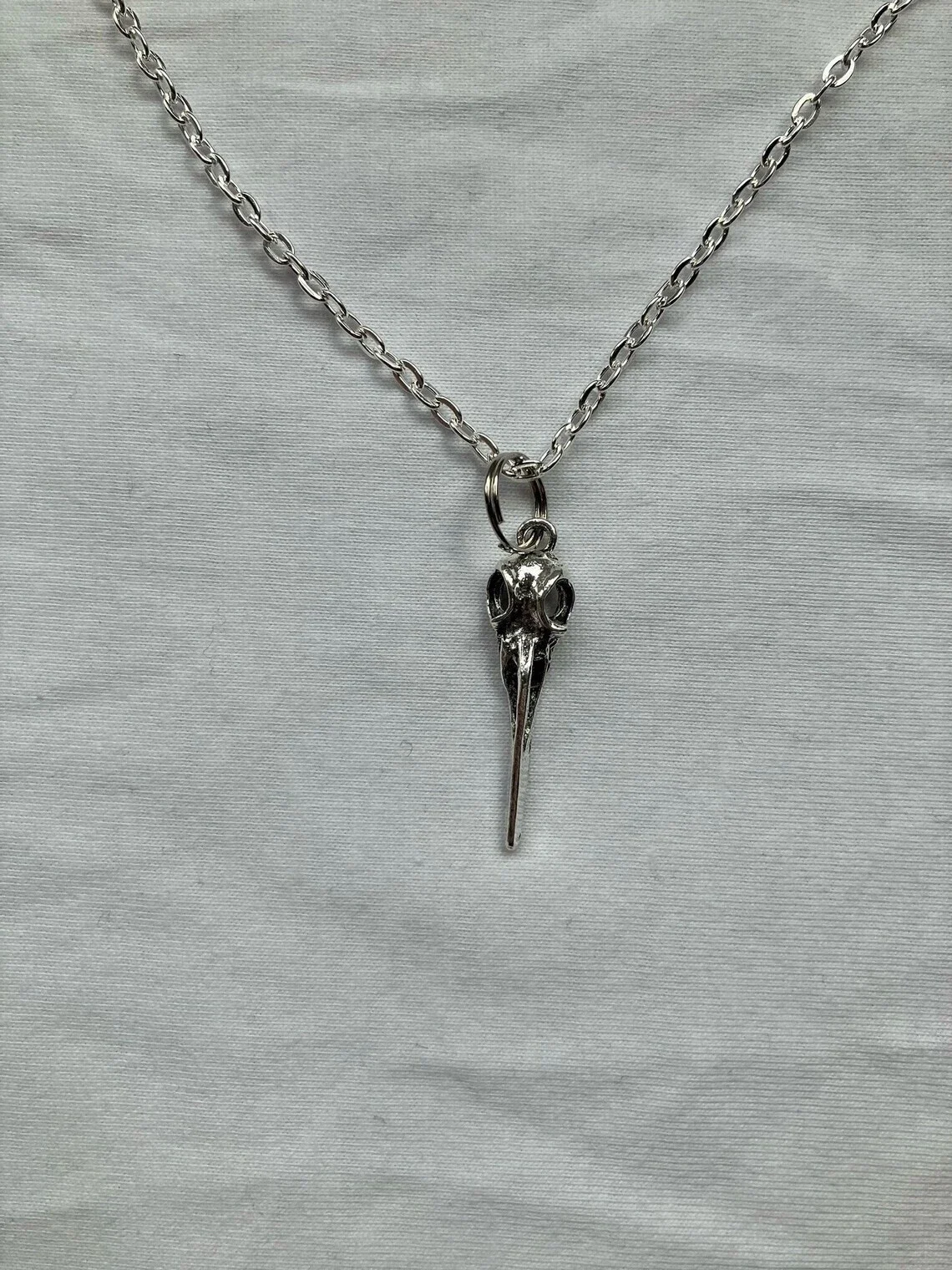 Ravens Skull silver necklace & pendent | emo goth cool fashion rock tattoo