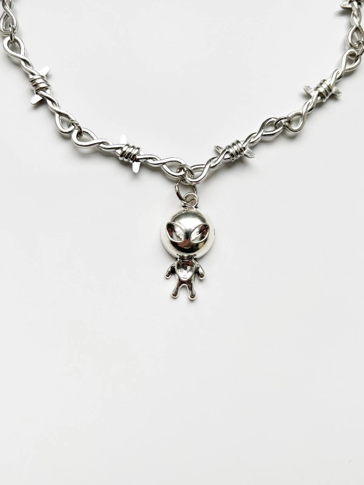 Barbed Wire Alien Necklace | Space UFO Moon Planets Solar System