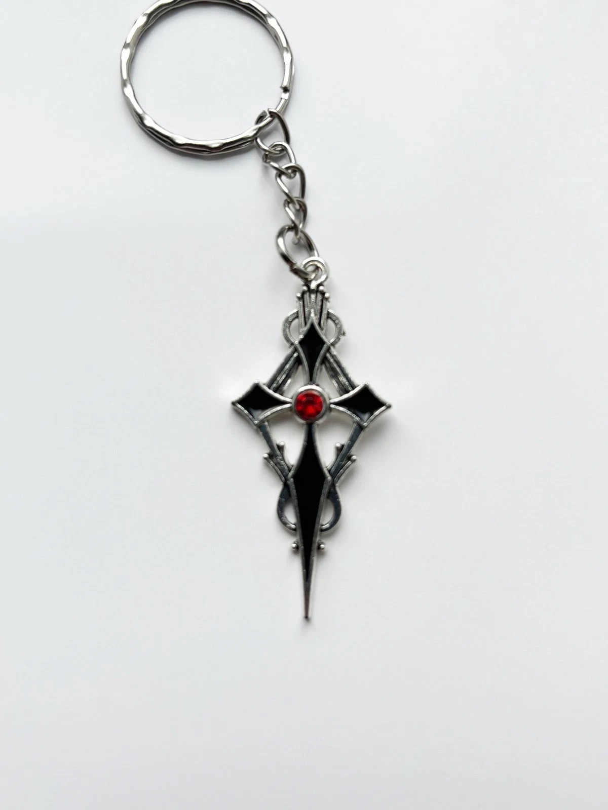 Black Cross Keyring / Keychain | Alt Goth Emo Y2k Spooky