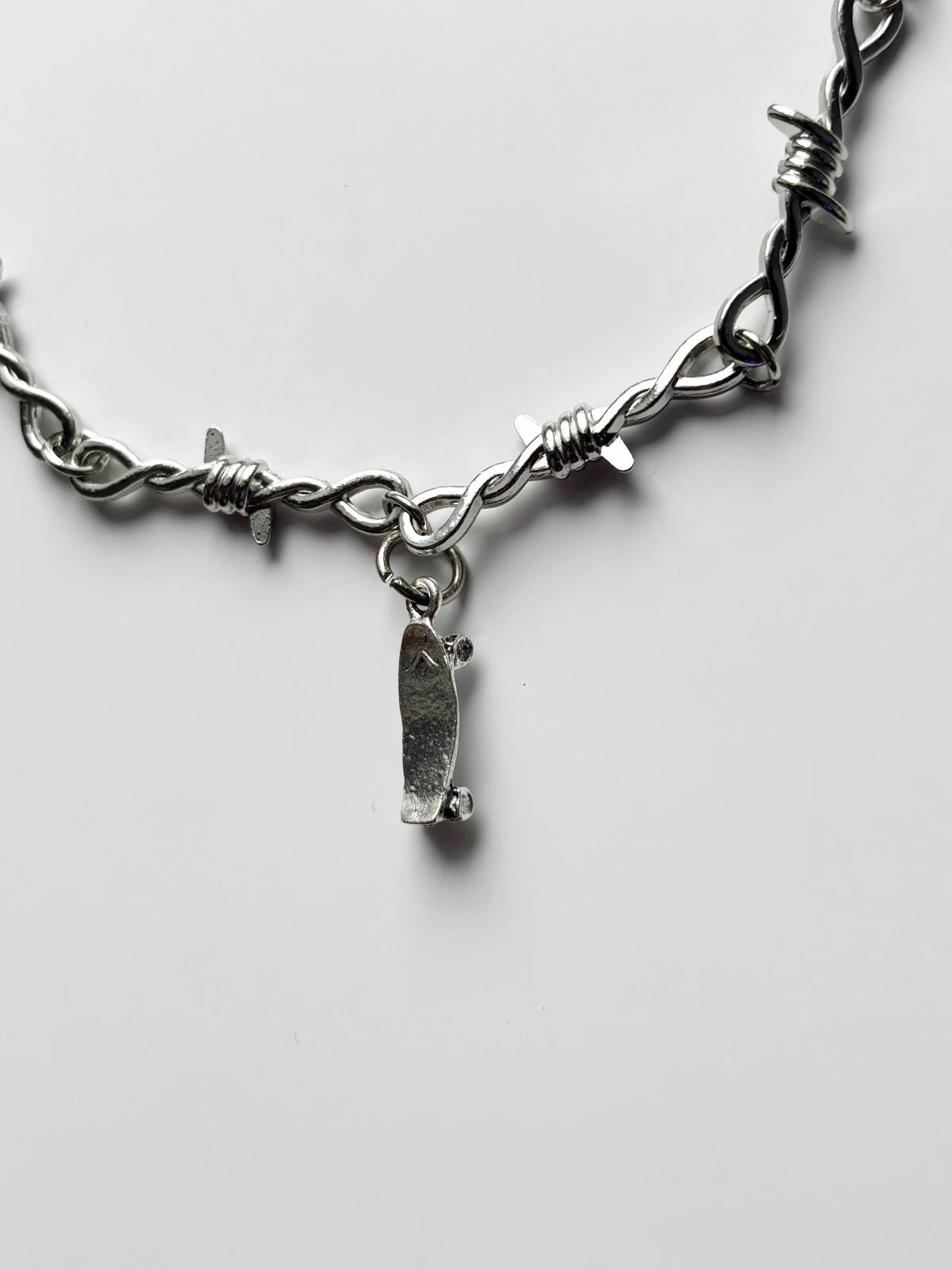 Barbed Wire Mini Skateboard Necklace | Thrash Grind BMX Biking X-Games