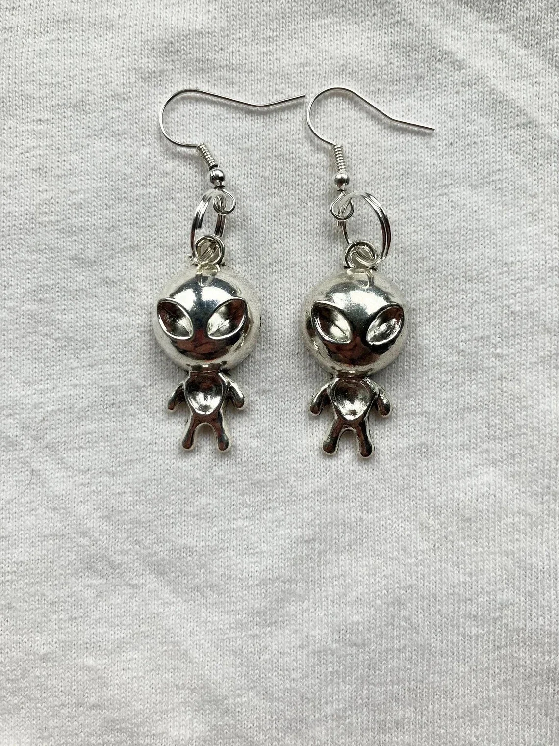 Alien silver earrings | emo goth cool fashion rock tattoo space nature