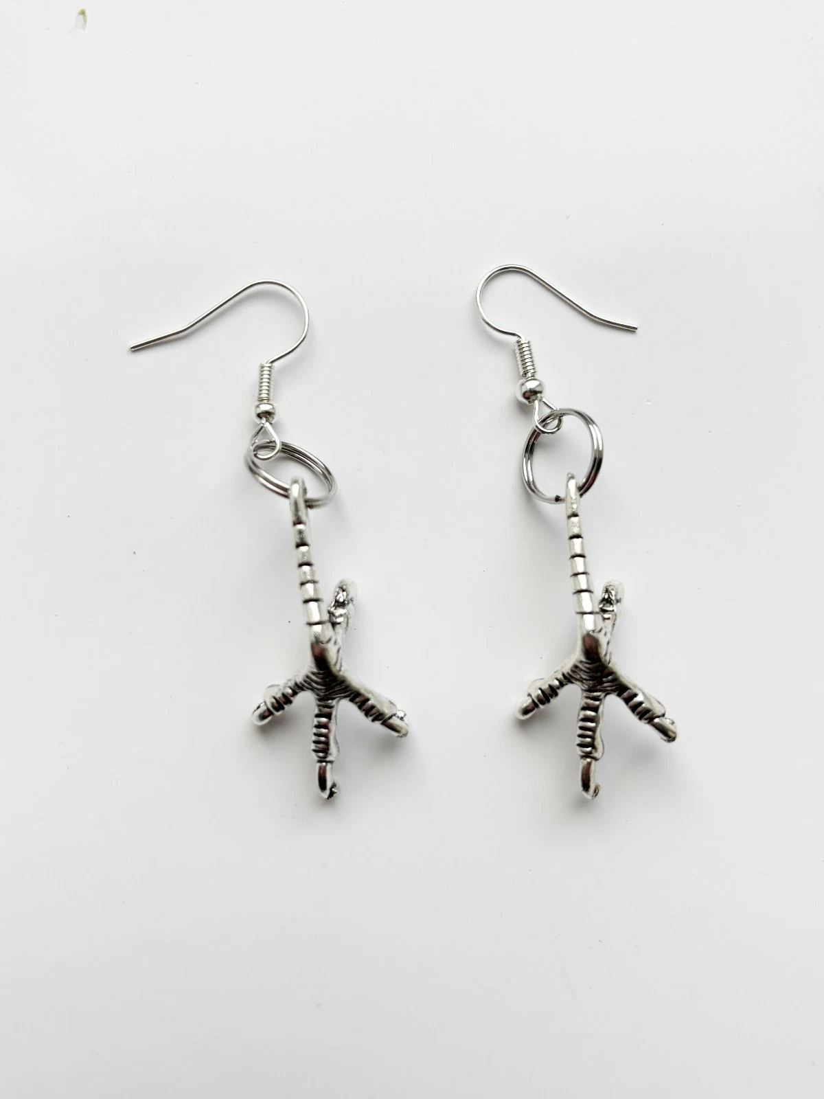 Crow Claw Silver earrings | Alt Goth Emo Tattoo Punk Rock Metal Horror