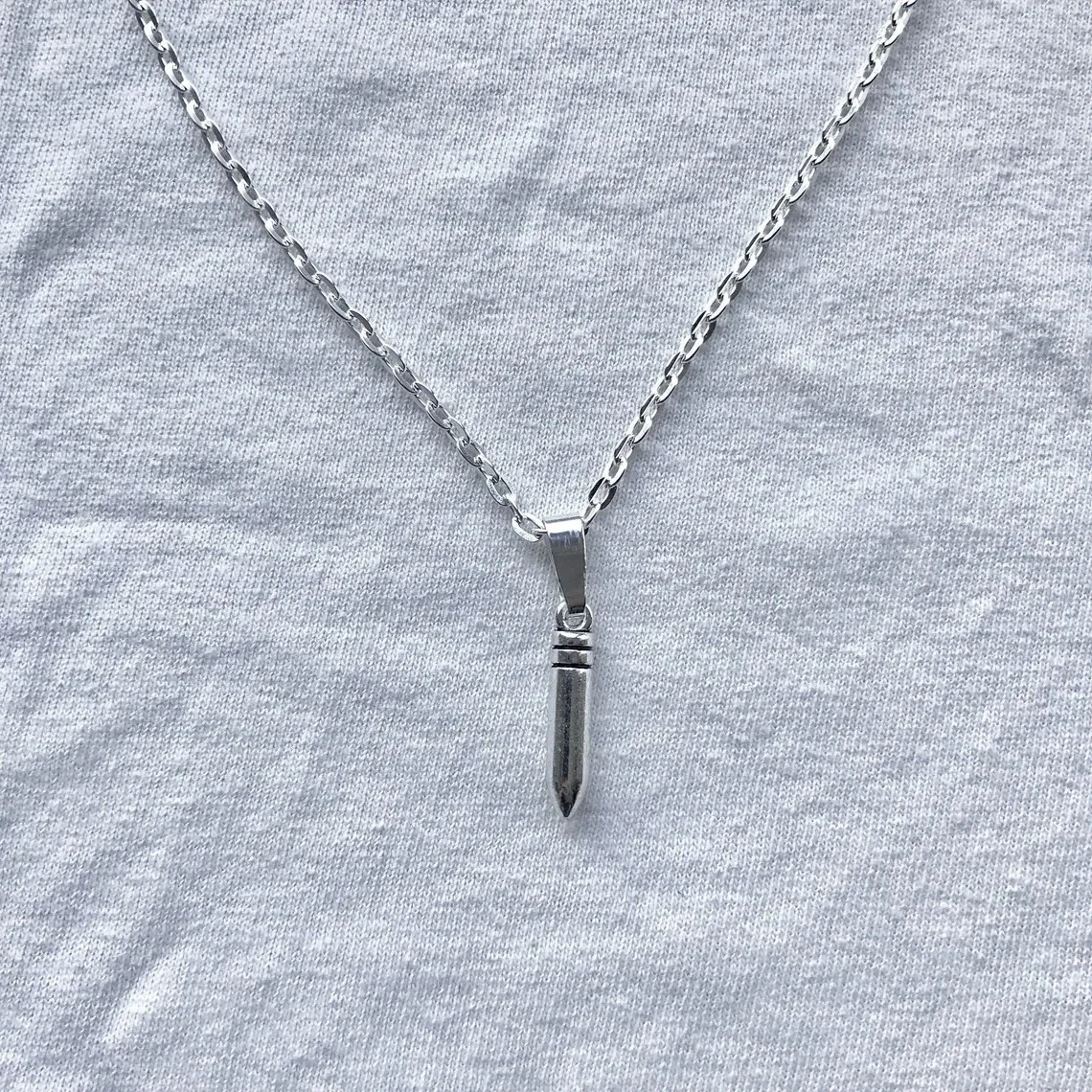 Bullet silver necklace & pendent | emo goth cool fashion rock tattoo