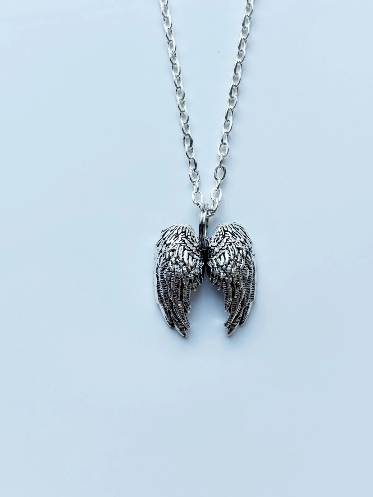 3D Angel Wings silver necklace & pendent | Emo Goth Alt Tattoo Rock Spiritual