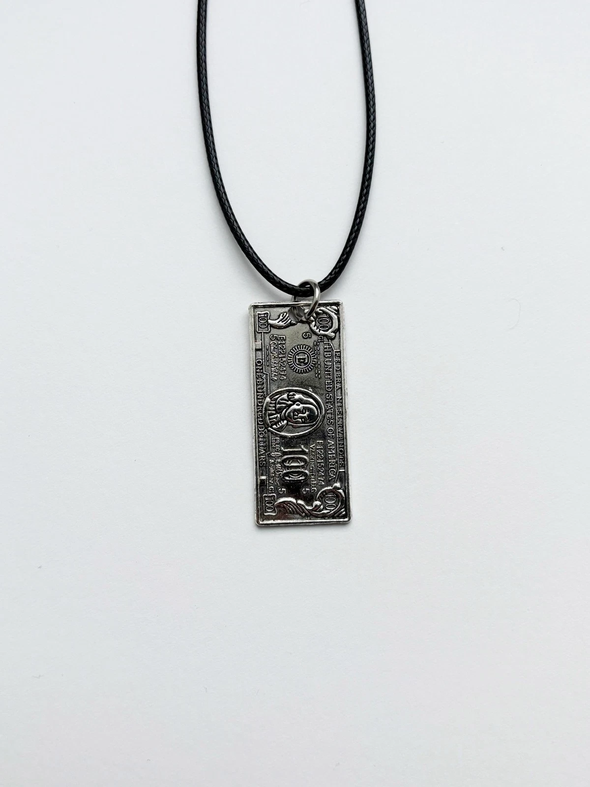 100 Dollar Bill Cord Rope Choker Necklace & Pendent | America Street