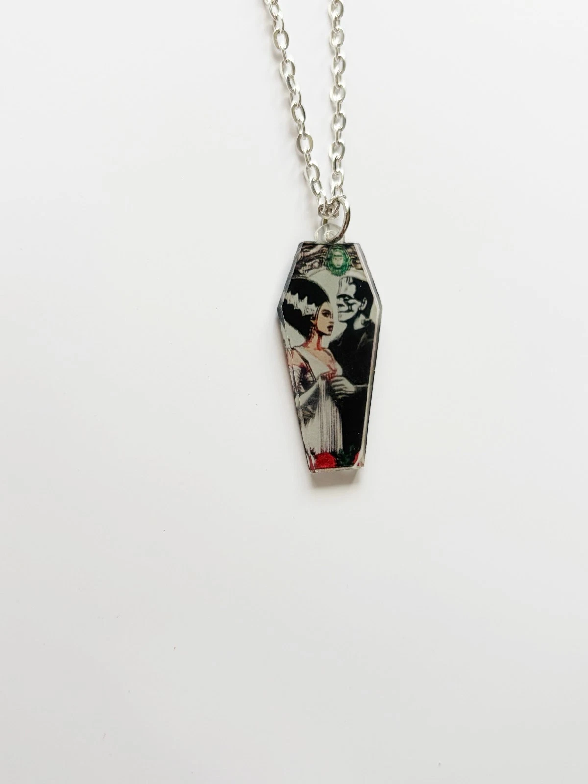 3D Frankenstein Bride Pendant Necklace | Goth Emo Alt Metal Punk