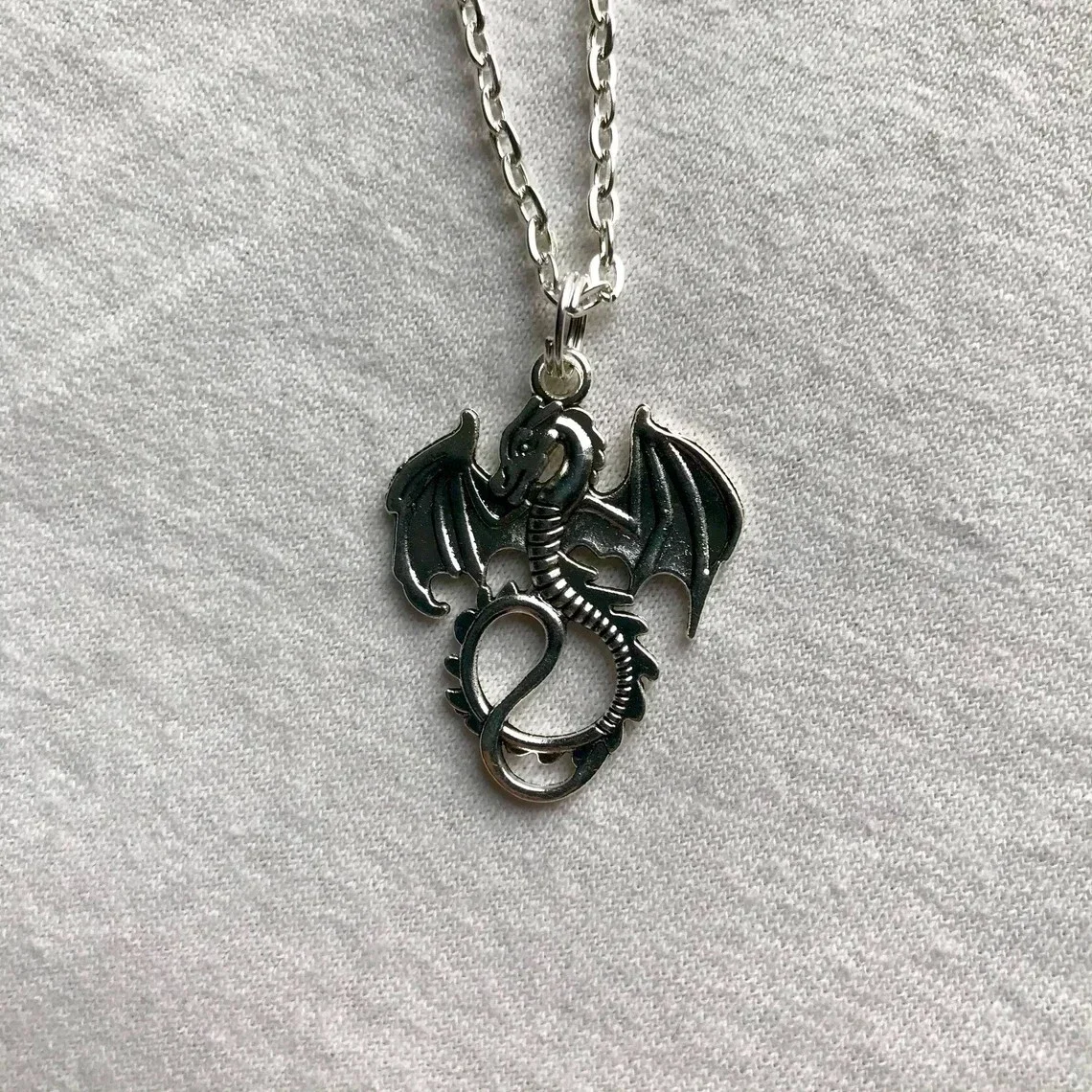 Dragon silver necklace & pendent | emo goth cool fashion rock tattoo