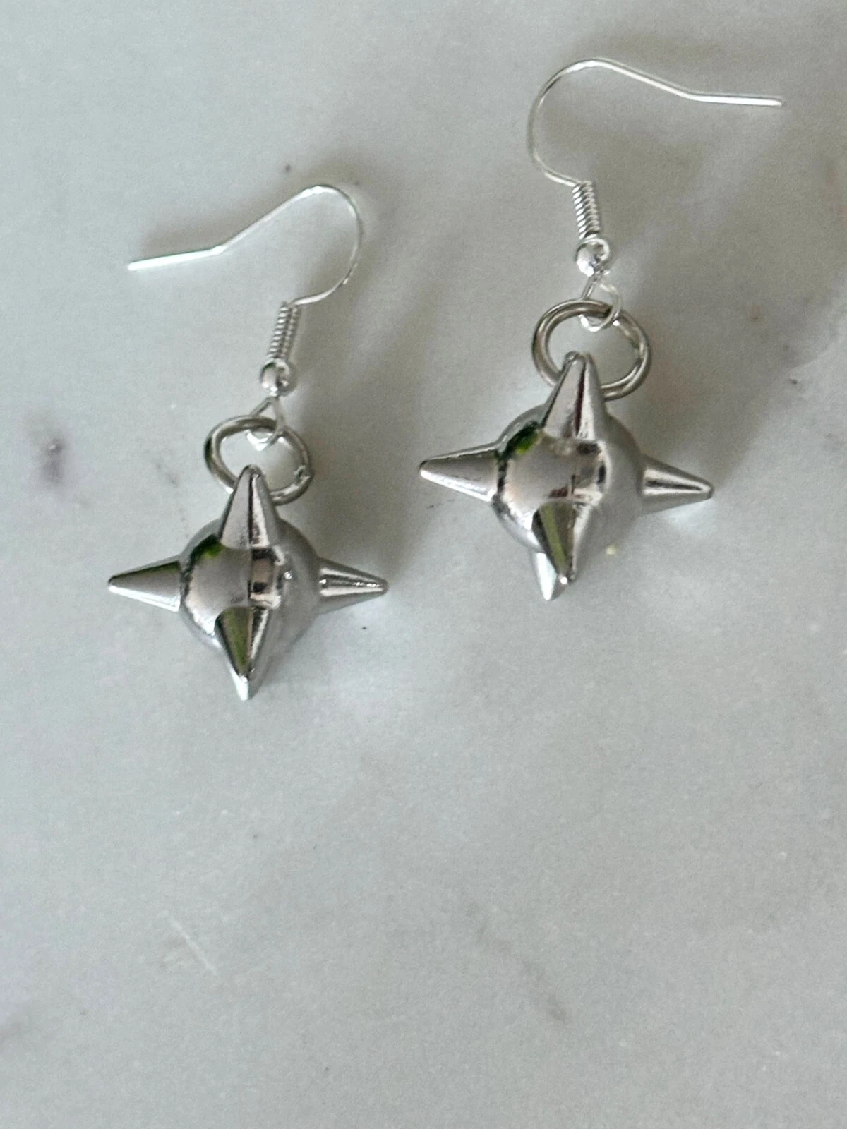 3D Spiked Silver Earrings | Y2k goth alt punk emo cute futuristic 90s 80s fun