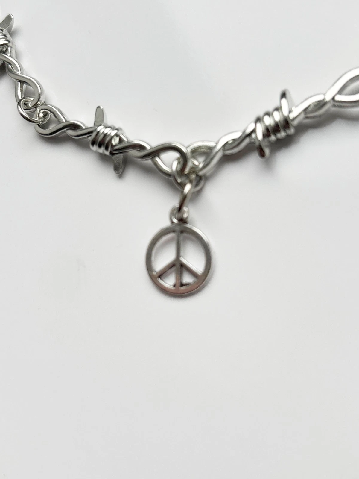 Peace Symbol Barbed Wire Necklace | Hippie Meditate Zen