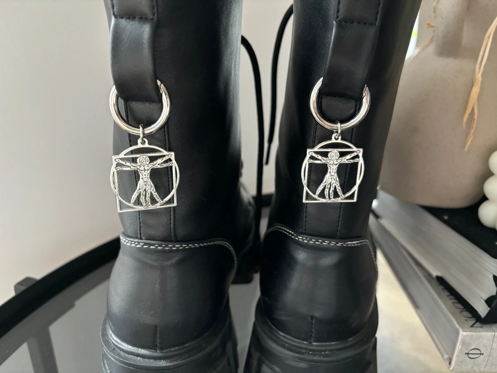 Vitruvian man Dr Marten Boot Charms Strap Docs | Punk Gothic Emo Rocker Tattoo