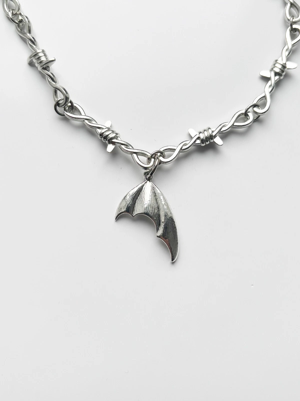 Barbed Wire Batwing Necklace | Alt Emo Goth Tattoo Punk Rock