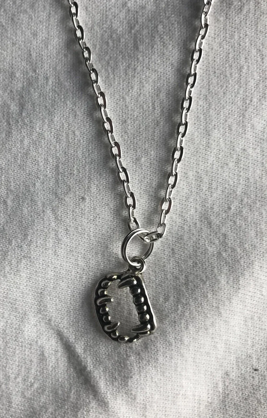 Fang Teeth silver necklace & pendent | emo goth cool fashion rock tattoo spooky