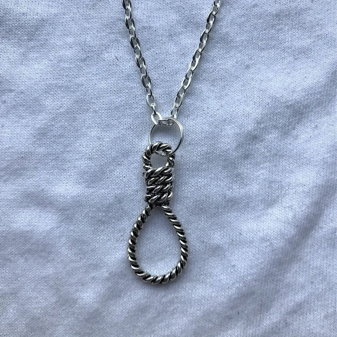 Hangmans Noose silver necklace & pendent | emo goth cool fashion rock tattoo