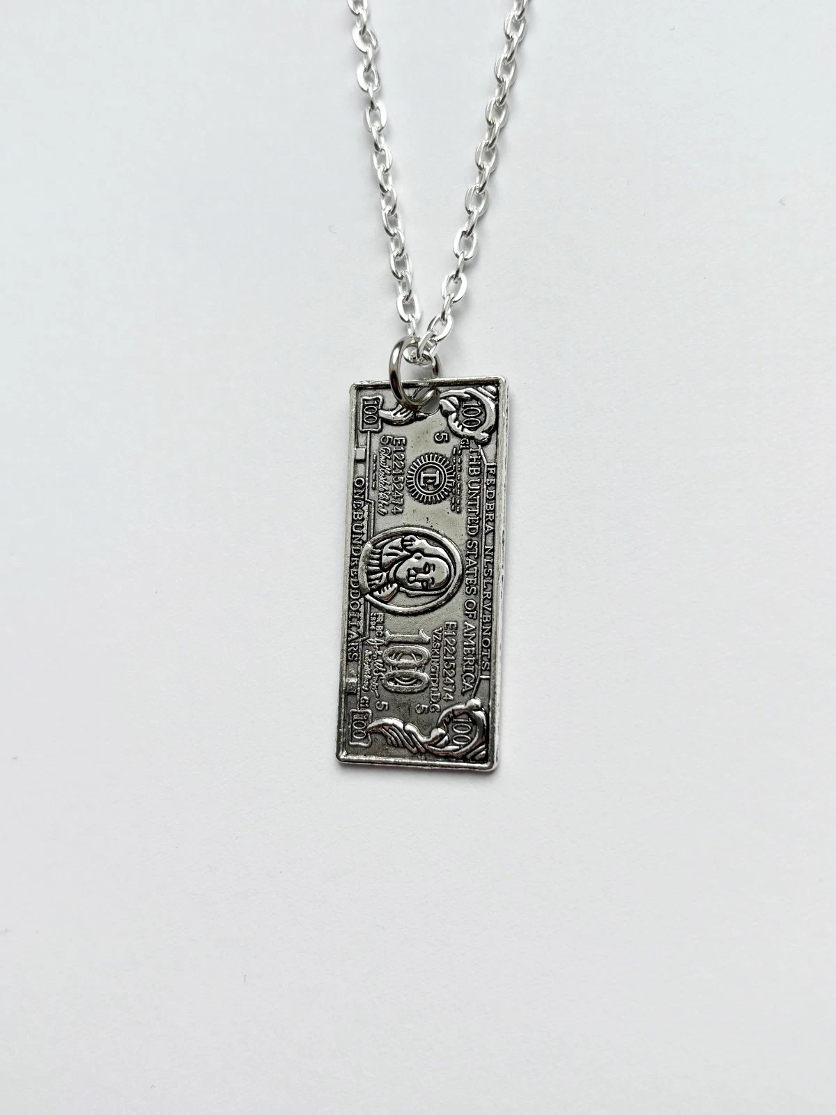 100 Dollar Bill silver necklace & pendent | Flex Hype America Street