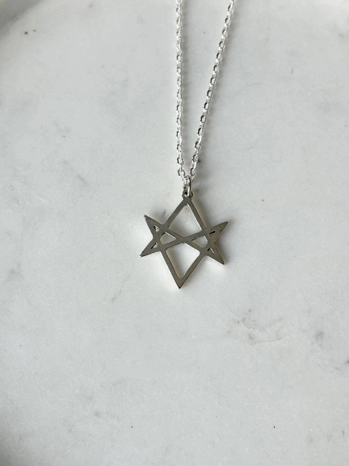 BMTH Logo Silver Necklace | Unicursal Hexagram Bring Me Sykes Emo Goth Cute