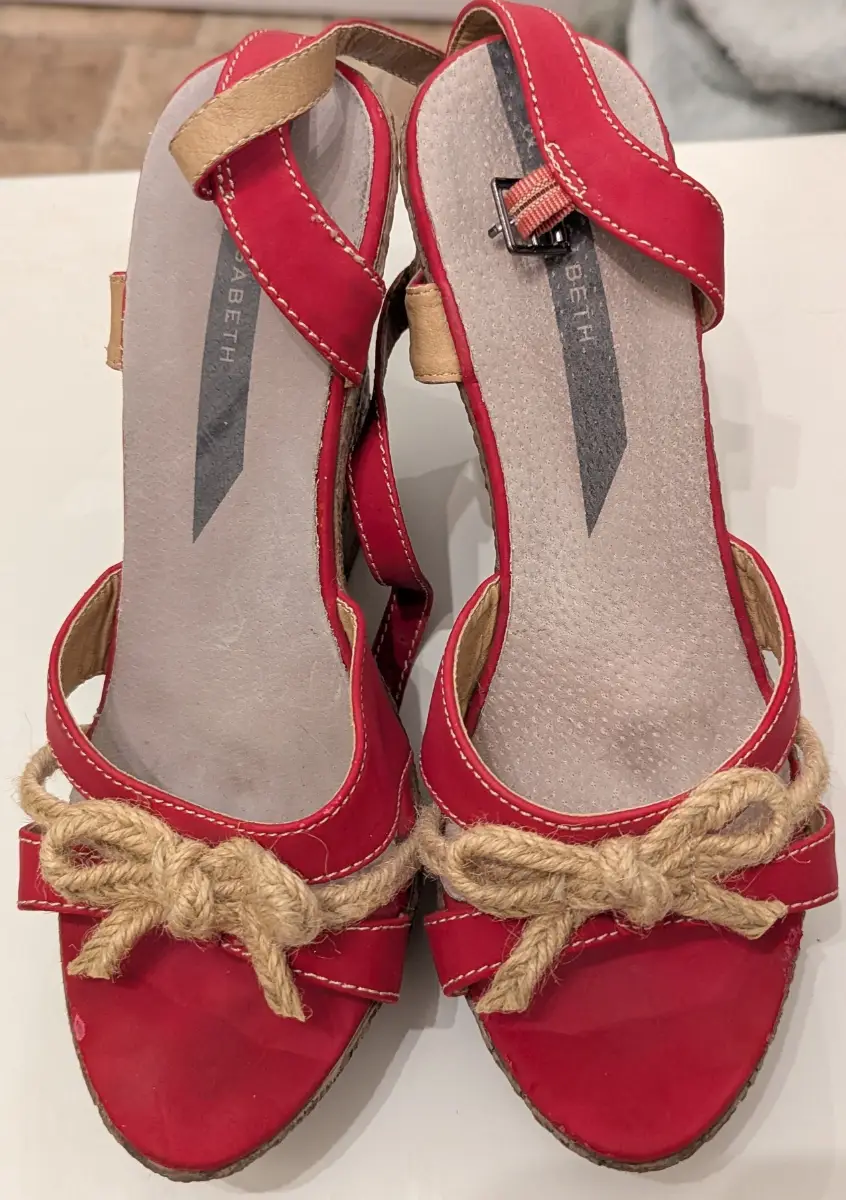 Red cork effect sandals, size 6, unbranded, VGC Preowned