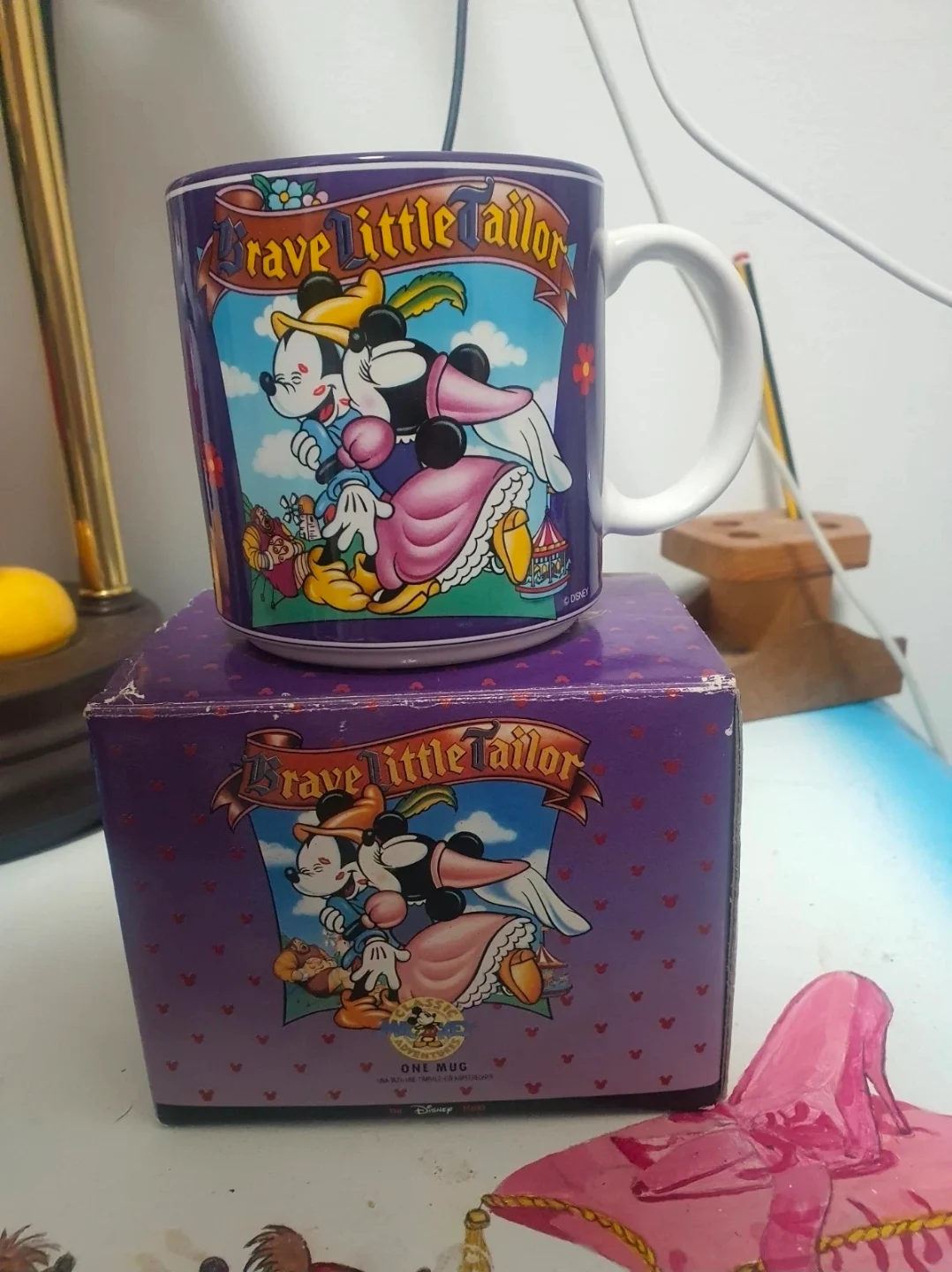 Walt Disney Mickey Mouse Brave Little Tailor Coffee Mug Vintage Japan