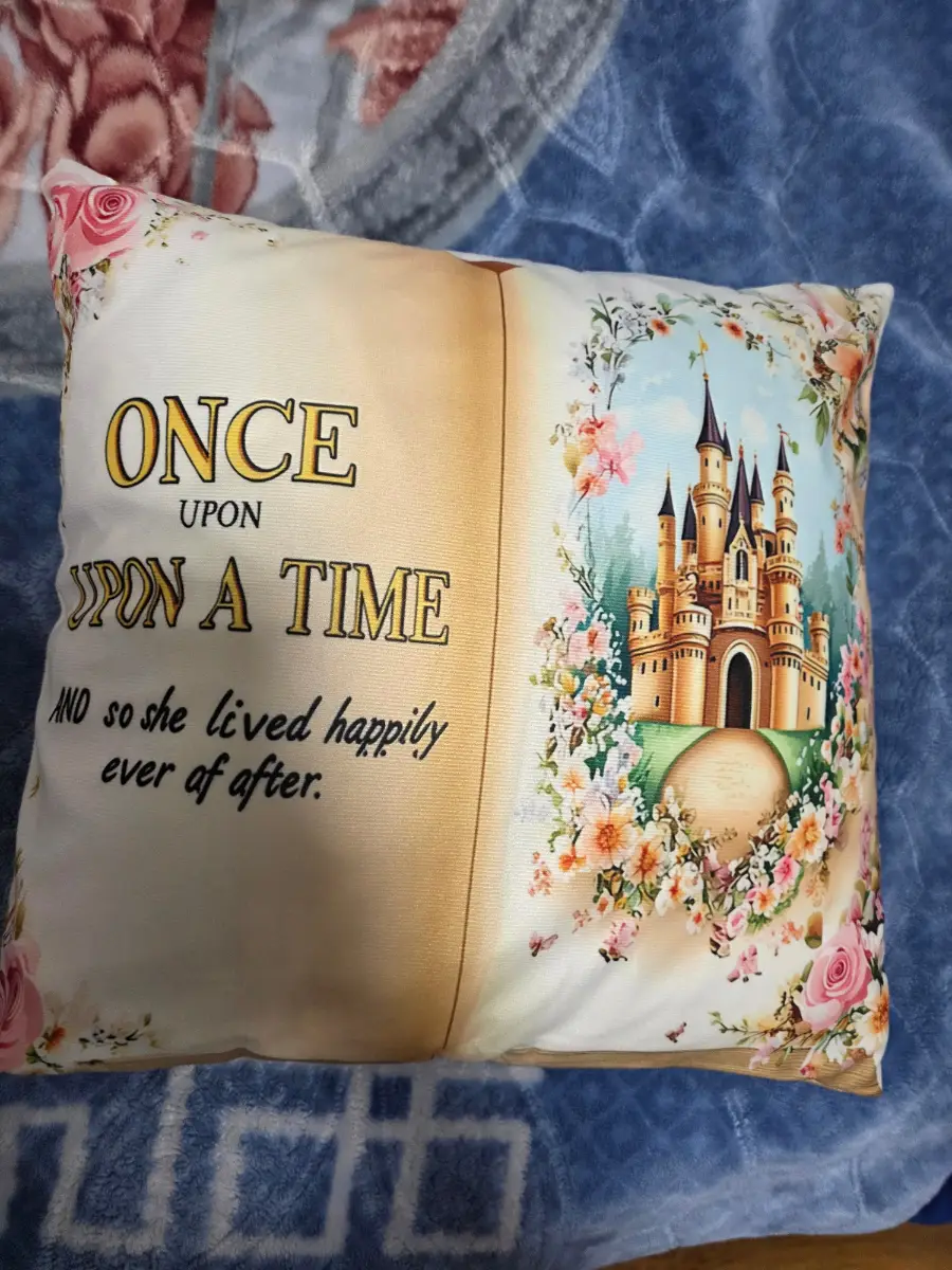 Once upon a time and she lived happily ever after cushion 45x45cm