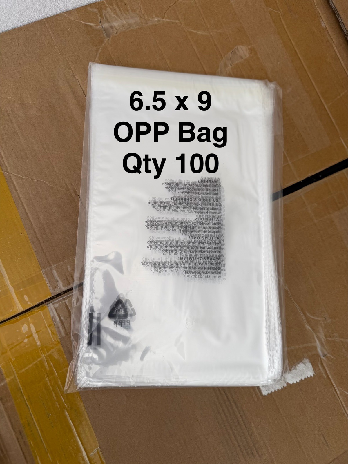 100x (6.5x9) Clear Opp Bags for Postage For Clothing Packaging Bags- With Safety Warning
