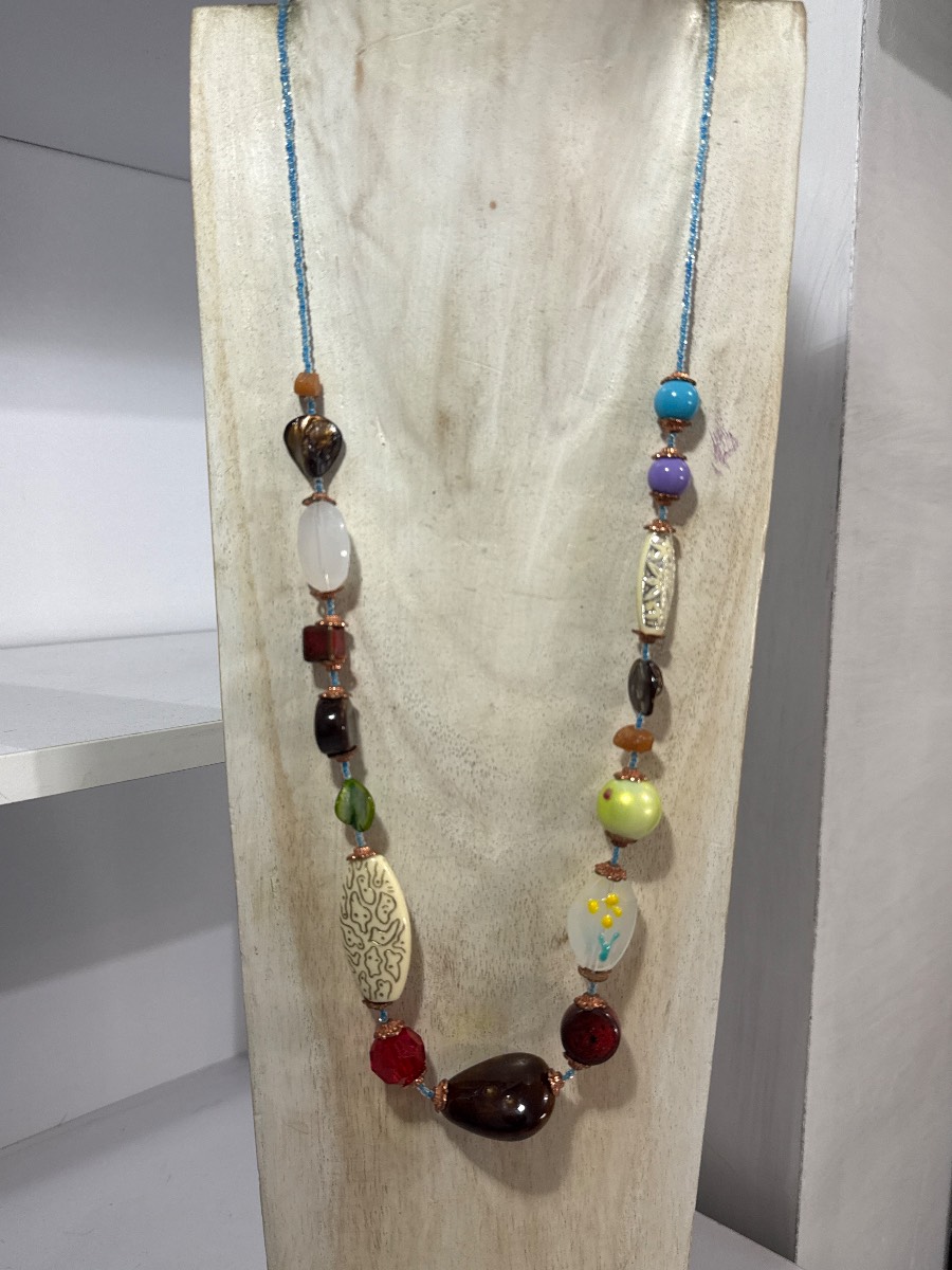 Lovely long mixed bead necklace