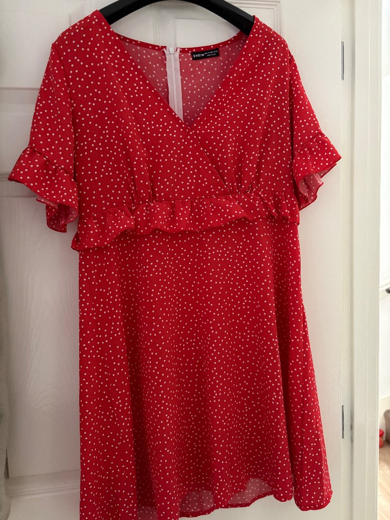 Red and white dress