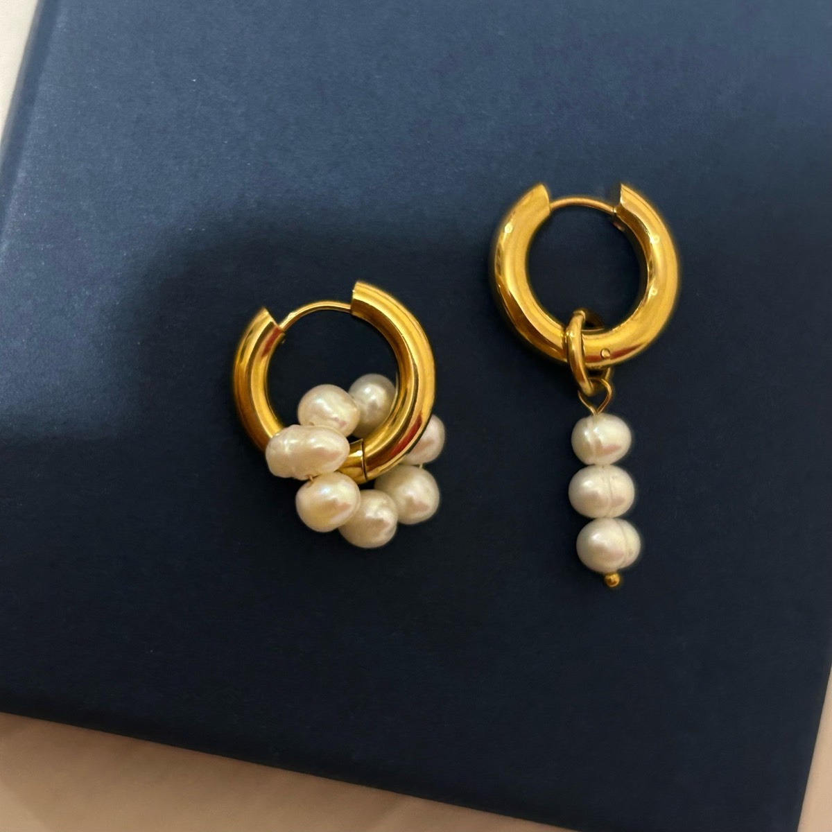 Golden pearl Hoop Earrings