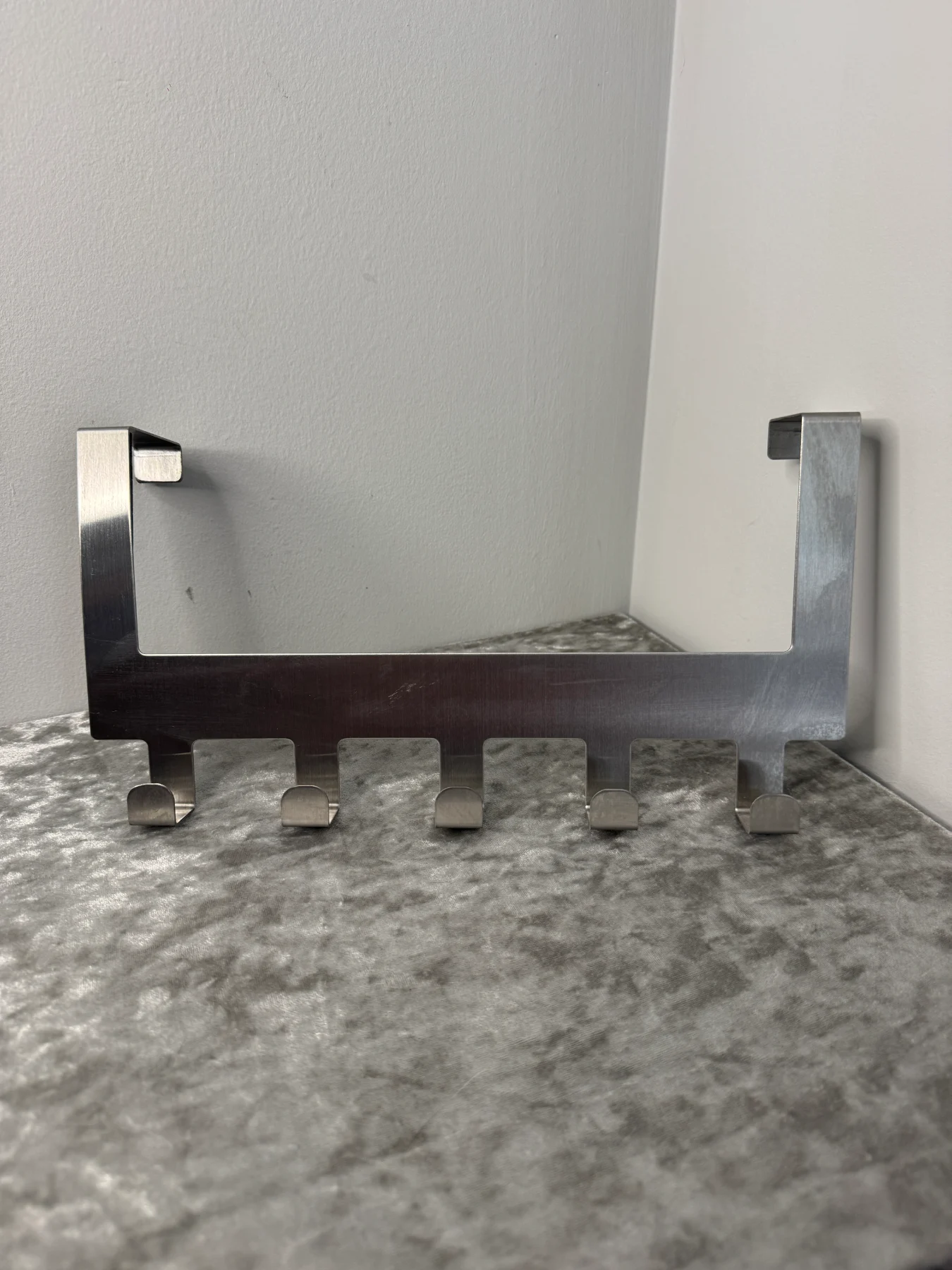 Stainless Steel Over Door 5 Hook Hanger Rack Coat Towel Clothes Storage